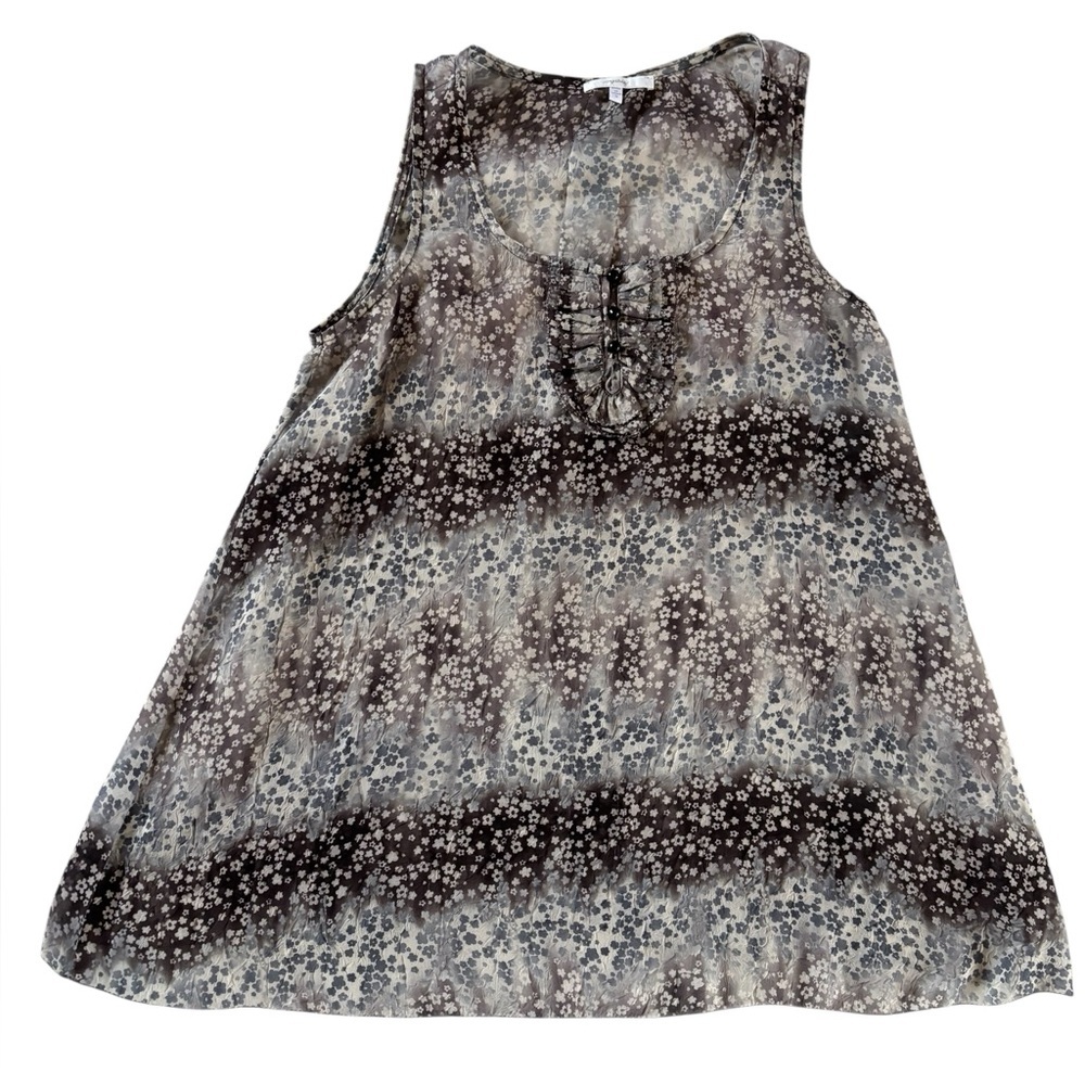 Mystree Sheer Black Gray Floral Tank Blouse Size S